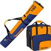 BRUBAKER Set di borse da sci Carver Pro - Borsa per scarponi da sci e sacco da sci per 1 paio di sci 190 cm, bastoni, scarpe e casco, imbottita, resistente agli strappi e robuste, borse zaino per