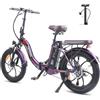 Fafrees 20 Bici Elettrica Pieghevole, 36V/18Ah Bicicletta Elettrica Donna, 120-150KM Pedalata Assistita, 3.0 Fat Bike Uomo Ebike da Città, 250W 25KM/h 7 Velocità, Ufficiale F20 Pro Viola