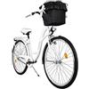 Milord. Comfort Bicicletta con cesto, Bicicletta olandese da donna, 1 marcia, bianco, 28 pollici