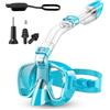 Grendly da snorkeling, set di per immersioni pieghevoli, con di top asciutto e supporto per fotocamera, anti nebbia, verde