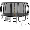 Zelsius Trampolino nero per attività all'aperto, trampolino da giardino con rete di sicurezza, scala e borsa per scarpe, trampolino per sport e tempo libero (427 cm)