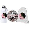 Generico Pallone con i colori Rosanero del Palermo + una borraccia bianca in alluminio e sacca in nylon in ceramica con stampa dei colori della tua squadra del cuore tifoso regalo