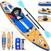 DURAERO Tavola SUP gonfiabile XXL 330cm, stand up paddle con sedile kayak e poggiapiedi, pagaia doppia, supporto fotocamera, accessori completi, portata 150 kg, effetto legno