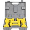FITPADDY Kit Manubri Dumbbell per HomeFitness. 6 pezzi: 2 x 1,5 kg + 2 x 1,0 kg + 2 x 0,5 kg. Interno in ghisa con rivestimento in neoprene giallo