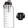 Grtheenumb Bottiglie di vetro con coperchio, bottiglia d'acqua in vetro da 64 Oz, bottiglia d'acqua in borosilicato resistente al calore con scala trasparente, bicchiere da tè con infusore rimovibile e manicott