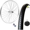 ECOVELO Cerchio Posteriore 26 x 1 3/8 1V + Copertone 26x1 3/8 Stradale BiancoNero + Camera per Bici CityBike Olanda Epoca
