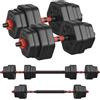 SONGMICS Set di Manubri con Barra di Collegamento, Manubri Corti, Bilanciere da 10 kg, Peso Esagonale per Allenamento, Fitness, Sollevamento Pesi a Casa, Palestra, Nero Inchiostro SYL100B01