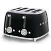 Smeg, Tostapane 4x4 TSF03BLEU, 4 Scomparti per 4 fette, 6 Livelli di Doratura, Funzione Riscaldamento, Scongelamento e Bagel, Espulsione Automatica del Pane, 2 Cassetti Raccoglibriciole, 2000W, Nero