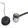 HEEPDD Caffettiera Turca Pentola Manico Lungo Rimovibile Bollitore Elettrico in Acciaio Inossidabile per Tè Latte 500ml Spina UE 220V
