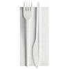 Generico 25/50/100/250 BIS DI POSATE IMBUSTATE CON TOVAGLIOLO - monouso - biodeagradabili - SET BIANCO Posate compostabili 100% Naturale (100 PEZZI)