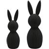 VRTYVEYBB Set di ornamenti con coniglietto pasquale stampato in 3D nordico con design a righe per la primavera per la decorazione della casa e display da tavolo festivo (nero)
