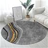 LONGSAO Tappeti Rotondi Moderni Pelo Basso Soggiorno, Tappeto Rotonda Morbido Antiscivolo Lavabile Cameretta Tappetino Semplici linee curve in oro grigio e bianco, ø 60CM