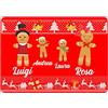 Colorfamily Tappeto Zerbino Natale personalizzato con nome Famiglia 2 figli Fantasia Natalizia Omini Ingresso Casa Regalo Natale 60x40 cm