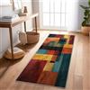 Generic Tappeto Runner Moderno Minimalista Quadrato Blocchi Di Colore 60X240 Cm Rosso - Tappeto Passatoia Antiscivolo, Lavabile Per Corridoio, Ingresso E Camera Da Letto, Design Moderno