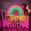 Kopper-24 Neon - Luce LED decorativa da parete, Think Positive Arcobaleno, multicolore, ca. 31 x 33 x 2 cm, luce decorativa, soggiorno, sala giochi, luce notturna per camera da letto, gamer design