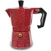 Generico GD LOVES YOUR HOME Caffettiera design effetto macchiolina moka 1 2 3 o 6 tazze macchina del caffè in alluminio per espresso idea regalo (Rosso, 2 TAZZA)