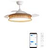CREATE WINDCLEAR RATTAN/Ventilatore a soffitto con illuminazione, nodo bianco con Wi-Fi e telecomando/6 velocità, funzionamento invernale estivo, ali retrattili, programmabili, 40 W, Ø 107 cm