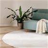 benuta Basic Tappeto salotto Furry - Crema Rotondo 200 cm - Soffice salotto - Retro antiscivolo - Lavabile - Compatibile con riscaldamento pavimento