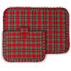 PARAMAISON Copriforno e Coprifornello Natalizio Tartan, Imbottito con Volant, Rettangolare, Lavabile, Addobbi Natale per Cucina, Ottima Idea Regalo, Set 1+1