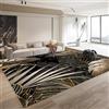 Generico Tappeto Salotto Moderno Pelo Corto - Tappeti Moderni Soggiorno - Tappeti Camera da Letto - Tappeti Salotto Grandi Dimesnioni - Motivo Foglie di palma calde con piante in nero e oro- 160cm x 230cm