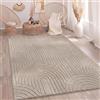 Paco Home Tappeto Soggiorno Camera da letto a pelo alto Morbido Uni 3D Look Facile da curare Design moderno Beige, Dimensione:160x220 cm