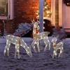 WheatThrive Set di 3 renne di Natale illuminate, decorazione natalizia 2D per la casa, pre-illuminate, 60 luci LED bianche calde per esterni (tre set di cervi)