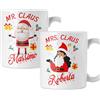 Colorfamily Coppia di tazze Natale Tazza Natalizia PERSONALIZZABILE con nome Mr Mrs Claus Christmas Mug 11 Oz Idea Regalo