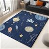 Generic Blu Tappeto Camera Da Letto 180 x 240 cm Tema Spazio Stelle Astronauta Tappeto Salotto Antiscivolo Per Soggiorno Camera Da Letto Cameretta, Moderno Tappeto Lavabile In Lavatrice