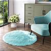 Latepis - Tappeto rotondo in pelliccia sintetica blu, 4 piedi, tappeto in finta pelle di pecora, lavabile, soffice, per camera da letto, morbido, per comodino, tappeto boho per arredamento carino
