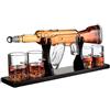 Generic AK47 Big Pistol Whisky Decanter Set - 1000 ML Decanter con 4 tazze Bullet - Ideale per vodka, rum, tequila - Set di bicchieri da brandy in confezione sicura - Base in legno