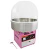 KuKoo Macchina per Zucchero Filato con Cupola Protettiva, Vasca in Acciaio Inox 50 cm, Design Vintage Rosa, Facile da Usare, Cassetto Integrato, 600 Stecche Bamboo Incluse