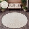 Paco Home Tappeto Cucina Da Esterno Salotto Moderno Balcone Terrazo Motivo Scandinavo Motivo Boho Monocolore, Dimensione:Ø 120 cm tondo, Colore:Crema 5