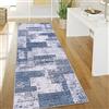 Paco Home Tappeto Salotto Pelo Corto Stile Vintage Astratto Design Moderno Geometrico Motivo Diamante, Dimensione:80x300 cm, Colore:Blu 2