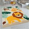 Paco Home Tappeti da gioco a pelo corto colorati per camerette dei bambini con diversi motivi, Dimensione:100x200 cm, Colore:Beige 3