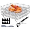 Generisch Griglia per friggitrice ad aria calda | 20 cm in acciaio per friggitrici ad aria calda, con rivestimento antiaderente in acciaio, cestino asciutto quadrato 13 pezzi impilabile per cucina