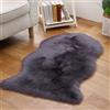 Tomifine Faux Tappetto di Pelle di Pecora Tappeti, Imitazione Lana Tappeti Salotto Moderni Shaggy Decorativo In Lana Scendiletto Lungo Tappeto Per La Camera Da Letto (80 x 180 cm,Grigio Scuro)