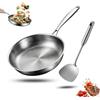 Generico Padella titanio con spatola, wok antiaderente martellato in titanio Nutrition per cucinare, non rivestita, padella Pro induzione, per cucina e campeggio (Senza Copertura, 28cm)