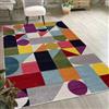 Mazovia Tappeto colorato - Moderno tappeto a pelo corto colorato con motivo geometrico, morbido e facile da pulire, per soggiorno, certificato Öko-Tex - Crema blu navy 160 x 230 cm
