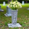 Carylozet Robusto vaso in resina per cimitero con picchetto da 14 cm, supporto per fiori commemorativo a forma di angelo grigio, per tombe, giardini e decorazioni per esterni, 38,4 cm