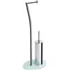 Aquasanit - Piantana WC in Metallo Cromato con Base in Vetro Bianca - QV086ADW