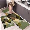 MLSOWM Set di Tappetini da Cucina Antiscivolo in 2 Pezzi, Tappetini e Tappeti Anello A Strisce Lavabili per Corridoio, Sala da Pranzo e Ingresso, 50x80cm+50x150cm Verde