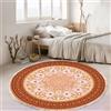 Tomifine Tappeto Soggiorno Rotondo Tappeti con Nappe Antiscivolo Lavabile in Lavatrice in Stile Bohémien con frangia per Cucina Corridoio Camera da Letto (200 cm,Arancione)