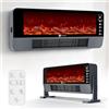 Mioanser Stufa Elettrica Basso Consumo, Riscaldatore Elettrico da Tavolo 2 in 1 da Parete, 3 Modalità Operative, Schermo Touch LED e Telecomando, Timer da 12 Ore, Protezione Antiribaltamento, 2000W