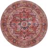 RugVista Georgia Oriental, Tappeto, Orientali, Ø 160 cm, Rotonda, Pelo corto, Soggiorno, Camera da letto, Cucina, Lavabile in lavatrice, Rosso/Rosa