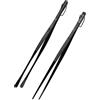 STONELINE Pinze da cucina lunghe in acciaio inox con rivestimento in titanio, 30,5 cm, set da 2 pezzi, pinze per barbecue, pinze antiruggine con punta scanalata stretta larga, per cucinare arrostire