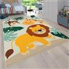 Paco Home Tappeto Bambini Cameretta Bambina Ragezzi Motivo Con Animale Zoo Strada Antiscivolo Moderno Beige Blu Verde, Dimensione:80x150 cm