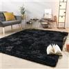 TT Home Tappeto Salotto Pelo Lungo Shaggy Morbido Soffice Design Moderno Monocolore, Colore: Nero, Dimensione:140x200 cm