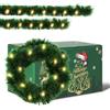 Enrimyee Ghirlanda di Natale 5m, ghirlanda albero di natale a LED, ghirlanda natalizia,ghirlanda natalizia da, Decorazione Natalizia per Porta o Camino (Verde)