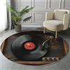 GDJSMIN Tappeto Rotondo Cameretta 180Cm Dischi In Vinile Vintage Tappeto Piccolo Nero Tappetos Scendiletto Camera Da Letto Tappetos Rotondo Per Salotto Cameretta Bambino