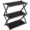 Zoegneer Scaffale portatile a 3 ripiani pieghevole da campeggio leggero organizer stand per picnic all'aperto escursionismo cucina casa tavolo in acciaio al carbonio nero